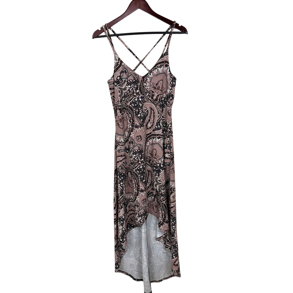 Y2K 90s Dress S High Low Maxi Paisley Fairy Grunge Festival Whimsigoth Boho